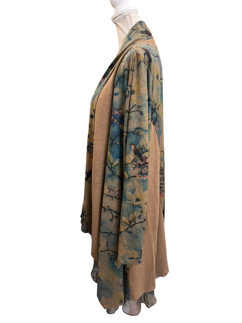 Soft Surroundings Tea Gardens Topper Floral Bird Mesh Open Cardigan XL - Picture 7 of 12